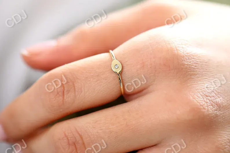 0.03 CTW Eyes Shape Lab Grown Diamond Round Cut Wedding Ring