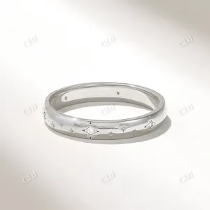 0.05CTW Round CVD Diamond Starburst Wedding Band