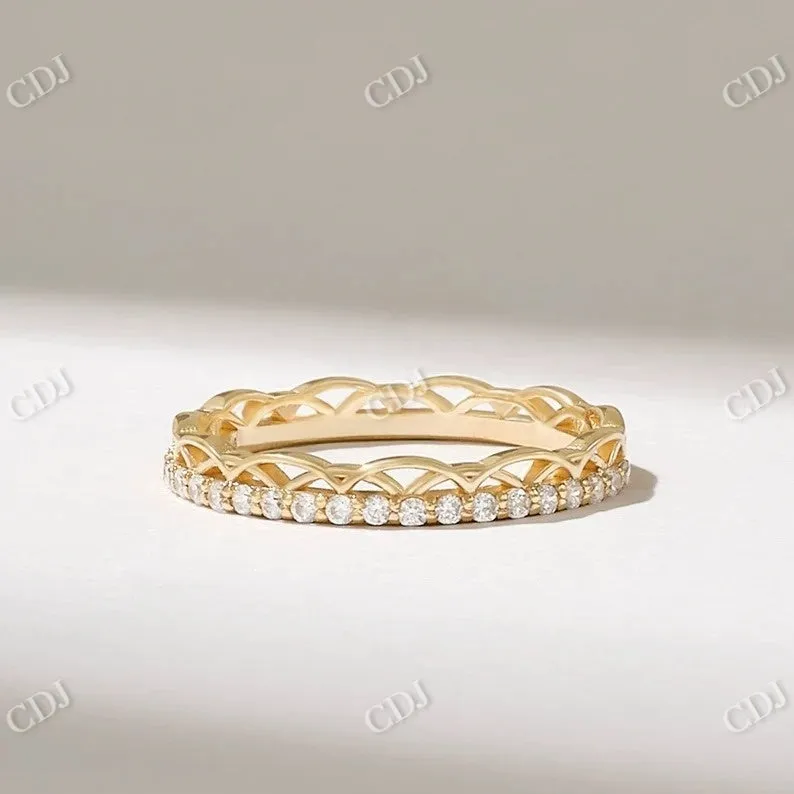 0.07CTW Round Cut Lab Grown Diamond Vintage Wedding Band