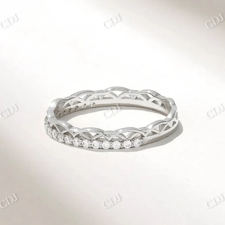 0.07CTW Round Cut Lab Grown Diamond Vintage Wedding Band