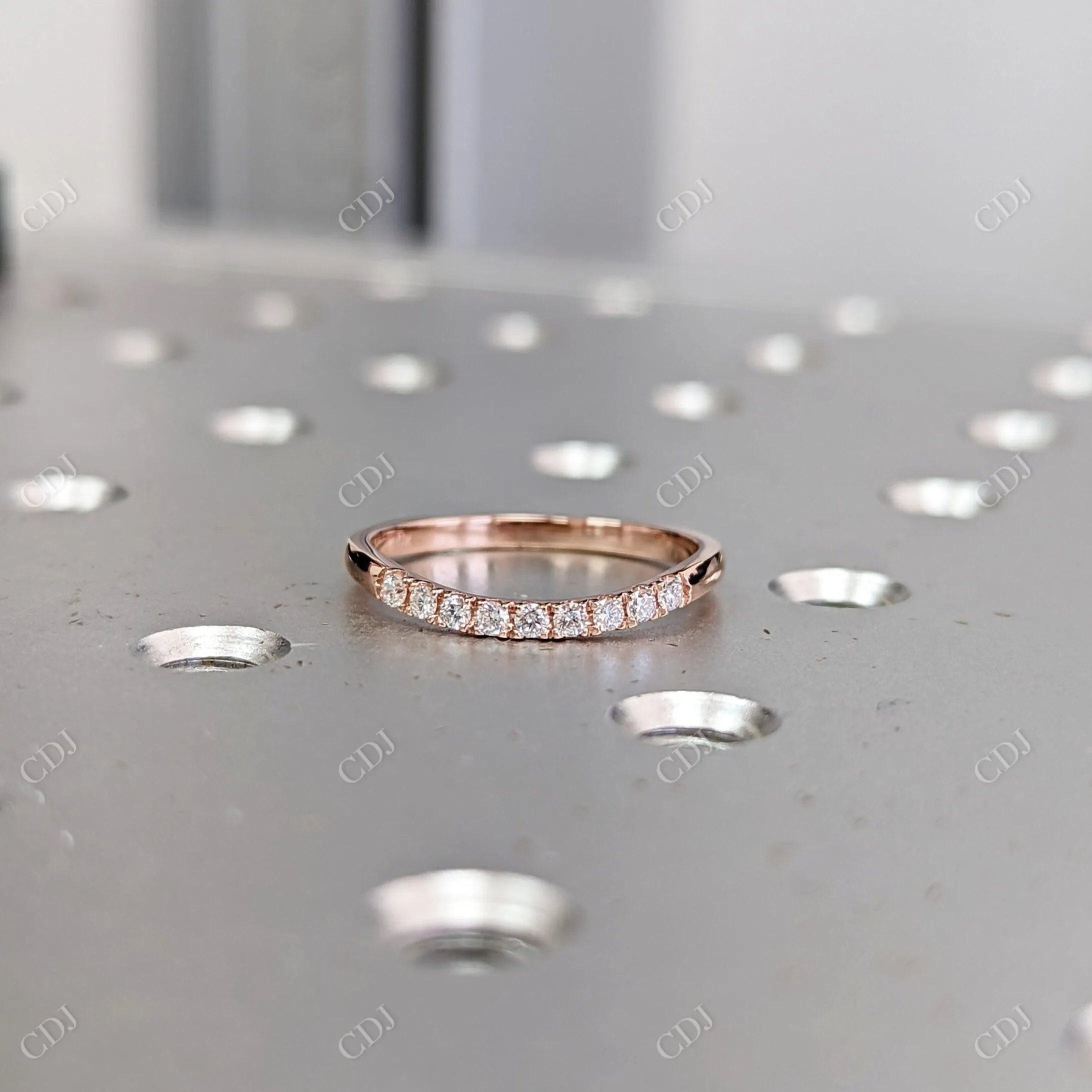 0.08CT Round Diamond Half Eternity Curved Wedding Band