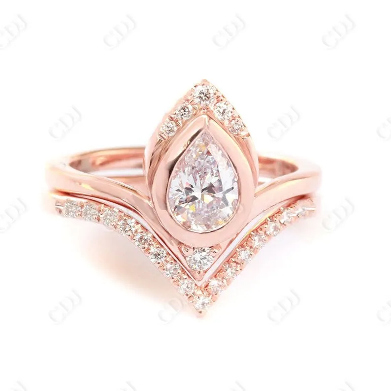 0.12CTW Deep Chevron Gold Wedding Diamond Ring