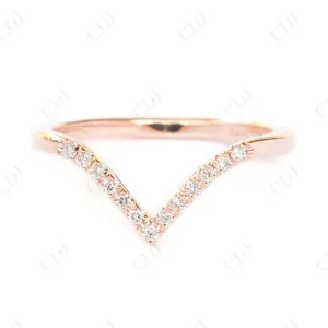 0.12CTW Deep Chevron Gold Wedding Diamond Ring