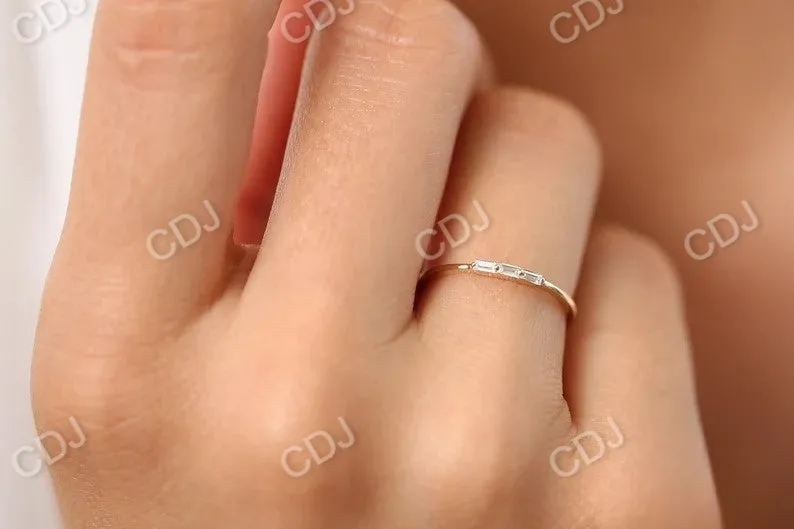 0.12CTW Minimalist Trio Baguette Diamond Wedding Ring