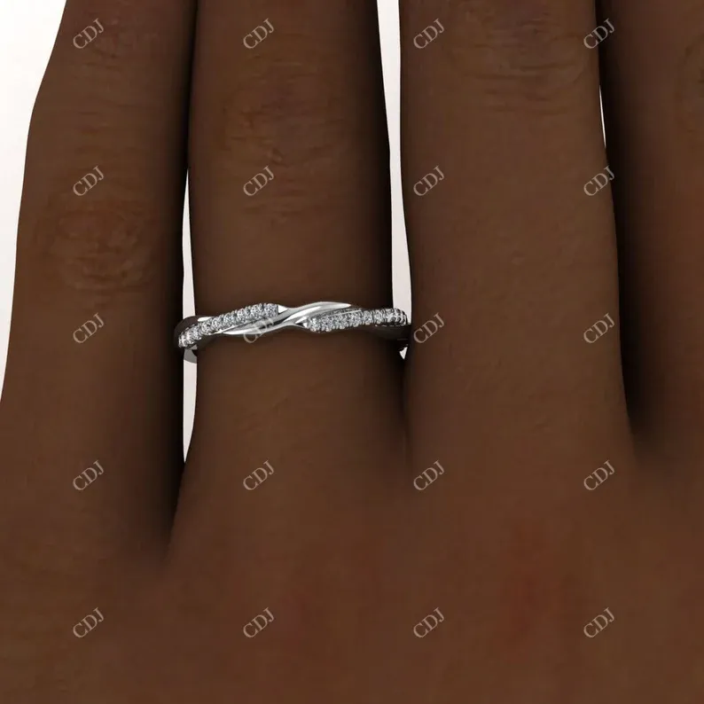 0.14CTW Round Lab Grown Diamond Twisted Wedding Band