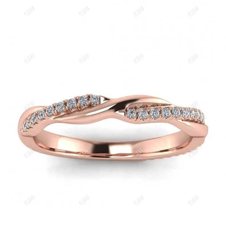 0.14CTW Round Lab Grown Diamond Twisted Wedding Band