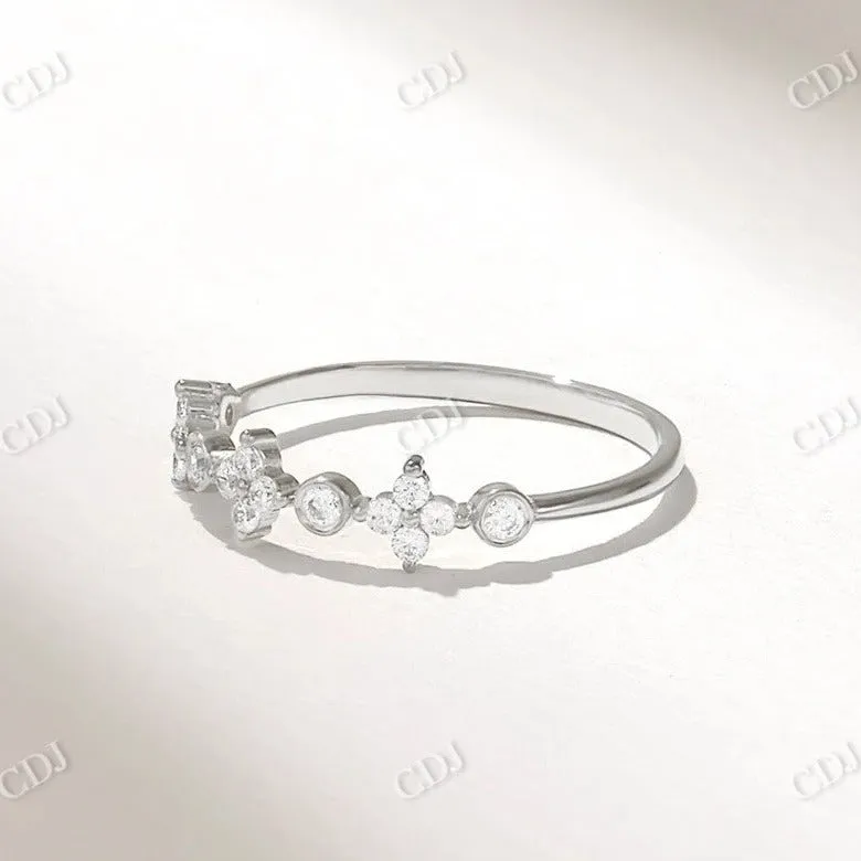 0.15CTW Round Unique Shape Lab Grown Minimalist Diamond Wedding Band