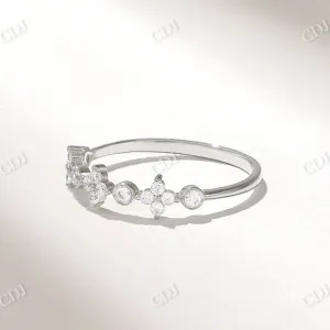 0.15CTW Round Unique Shape Lab Grown Minimalist Diamond Wedding Band