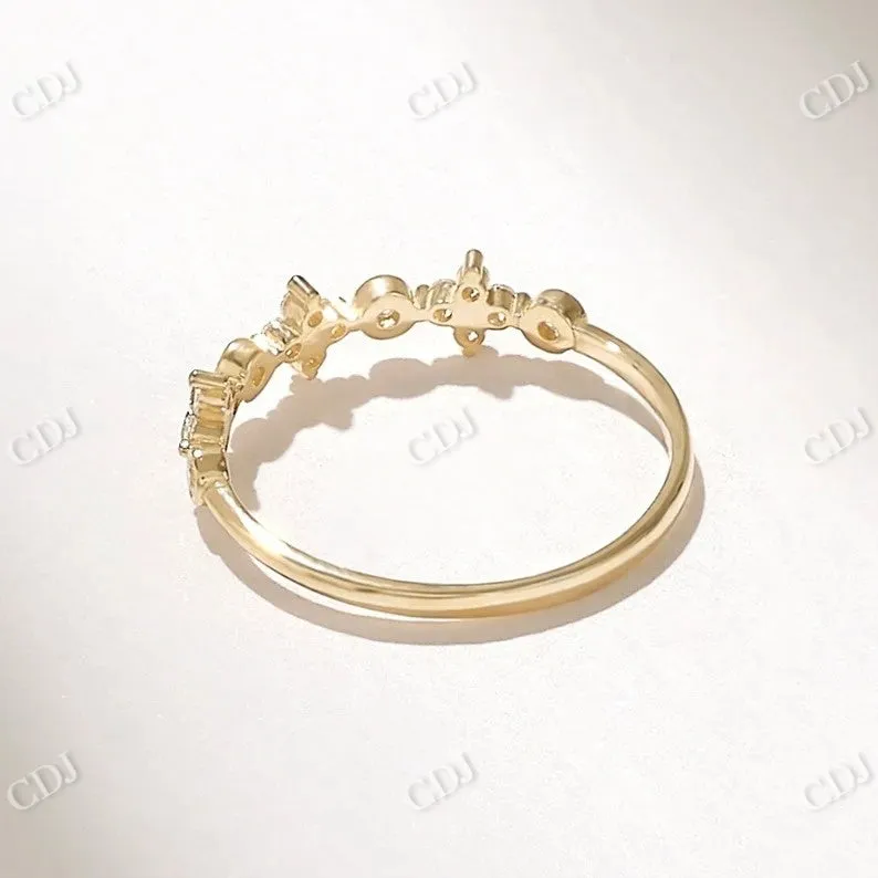 0.15CTW Round Unique Shape Lab Grown Minimalist Diamond Wedding Band