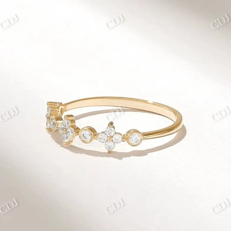 0.15CTW Round Unique Shape Lab Grown Minimalist Diamond Wedding Band