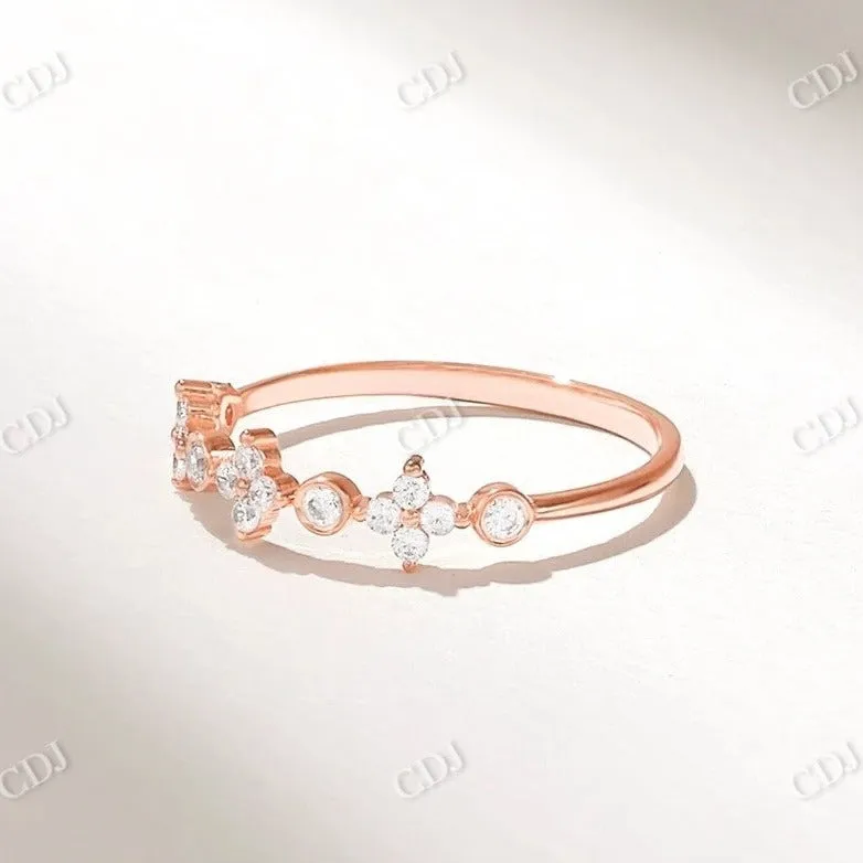 0.15CTW Round Unique Shape Lab Grown Minimalist Diamond Wedding Band