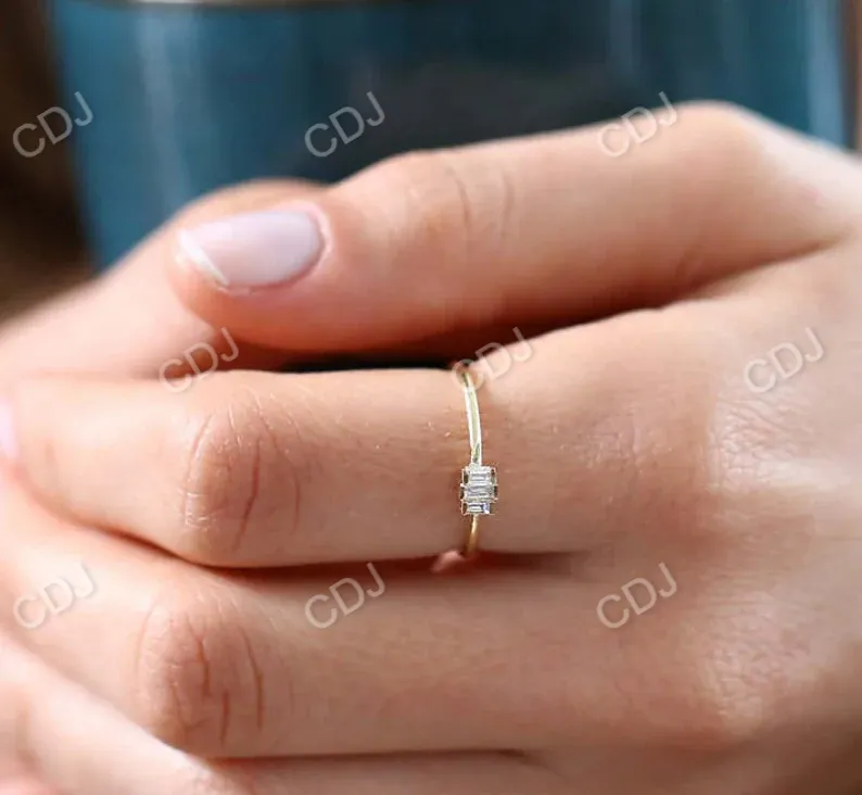 0.18CTW Trio Baguette Diamond Gold Wedding Ring