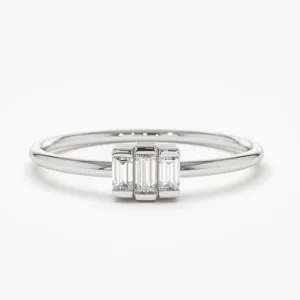 0.18CTW Trio Baguette Diamond Gold Wedding Ring