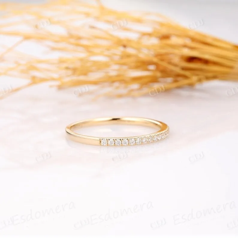 0.19CT Round Cut Natural Diamond Half Eternity Matching Wedding Band