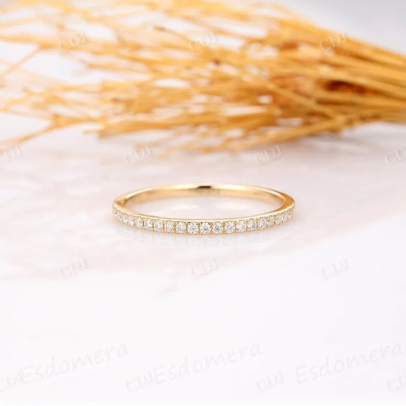 0.19CT Round Cut Natural Diamond Half Eternity Matching Wedding Band