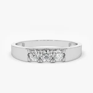 0.20CTW Minimalist Lab Grown Diamond 3 Stone Promise Wedding Band