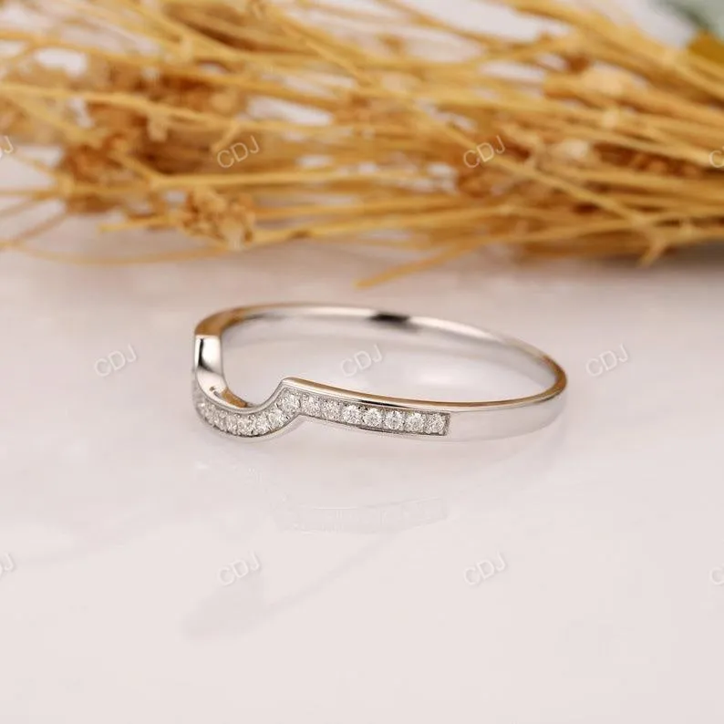 0.20CTW Round Channel Set Curved Diamond Wedding Band