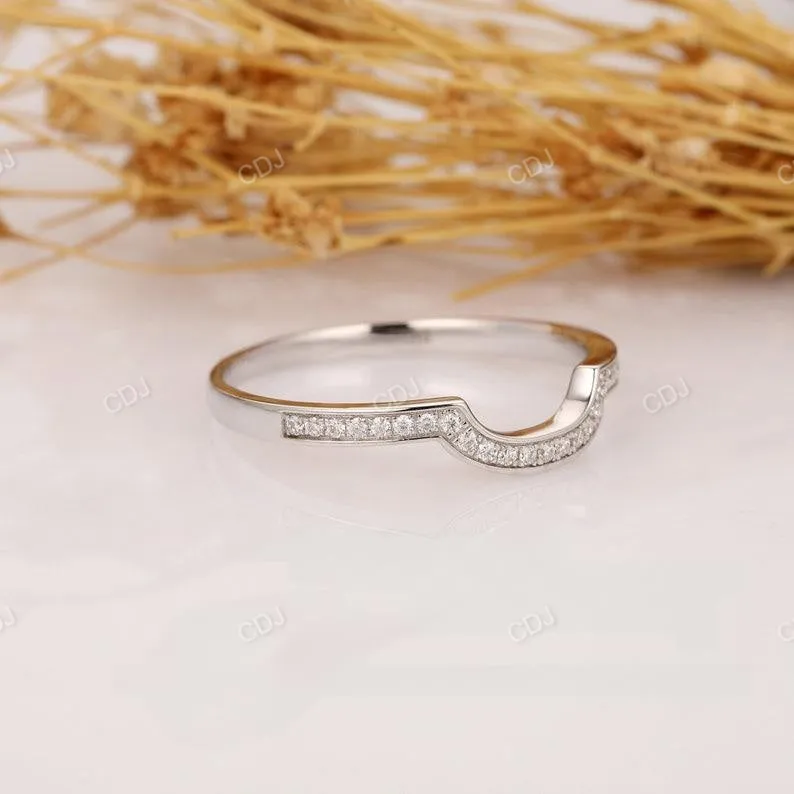 0.20CTW Round Channel Set Curved Diamond Wedding Band