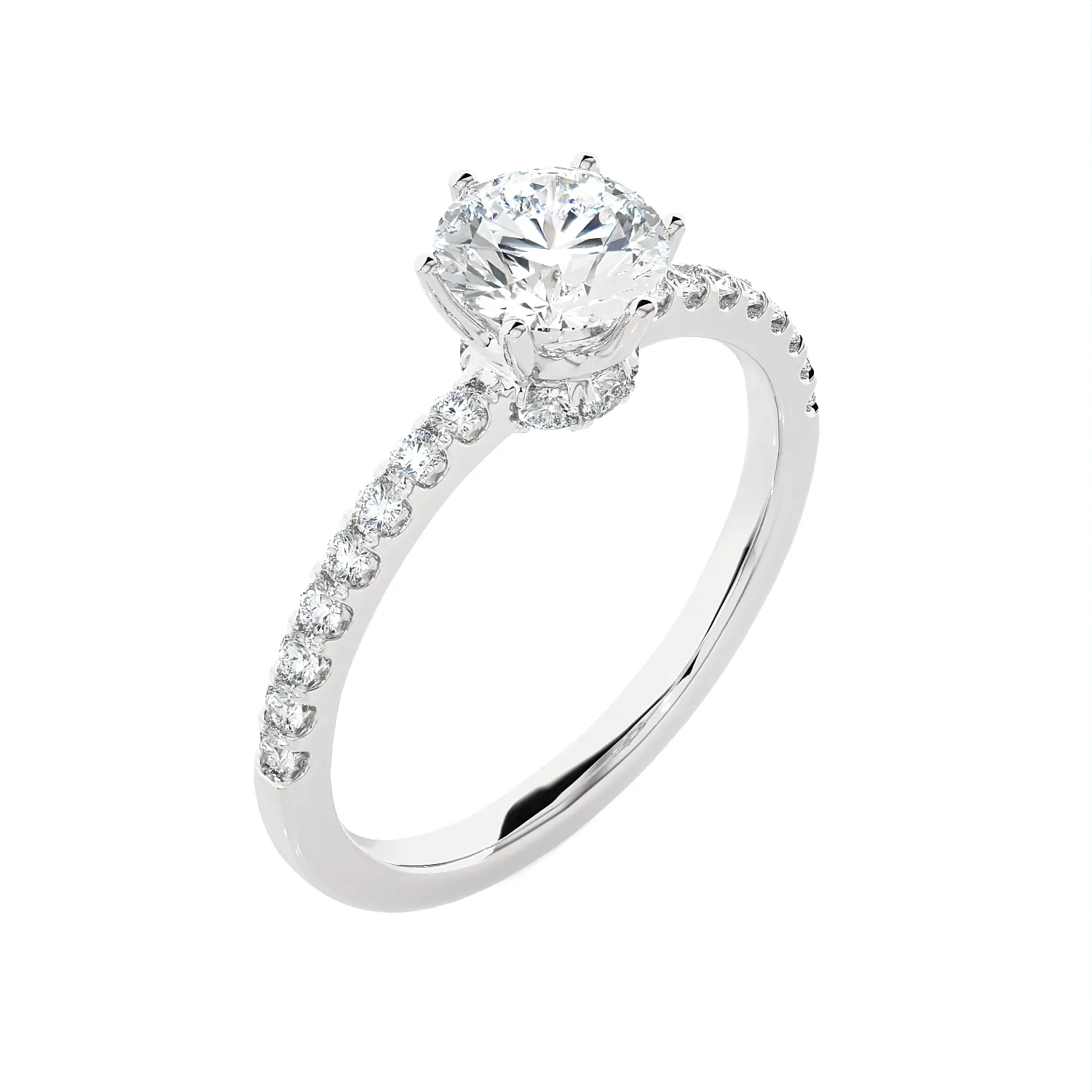 1 1/3 ctw Round Lab Grown Diamond Side Stone Engagement Ring