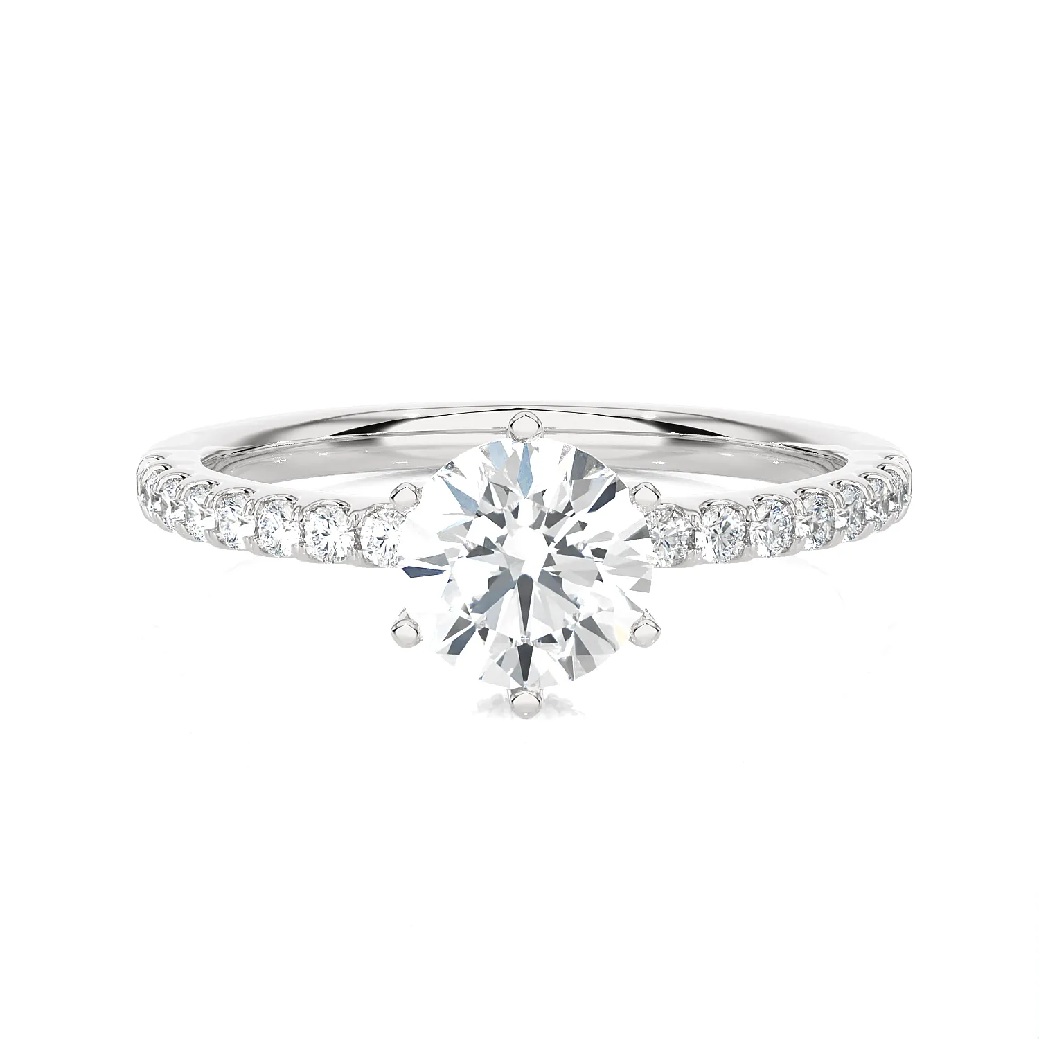 1 1/3 ctw Round Lab Grown Diamond Side Stone Engagement Ring