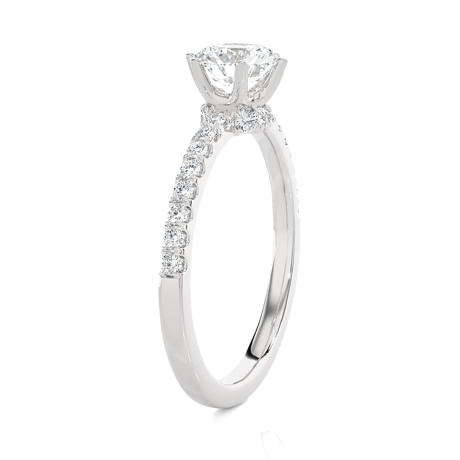 1 1/3 ctw Round Lab Grown Diamond Side Stone Engagement Ring