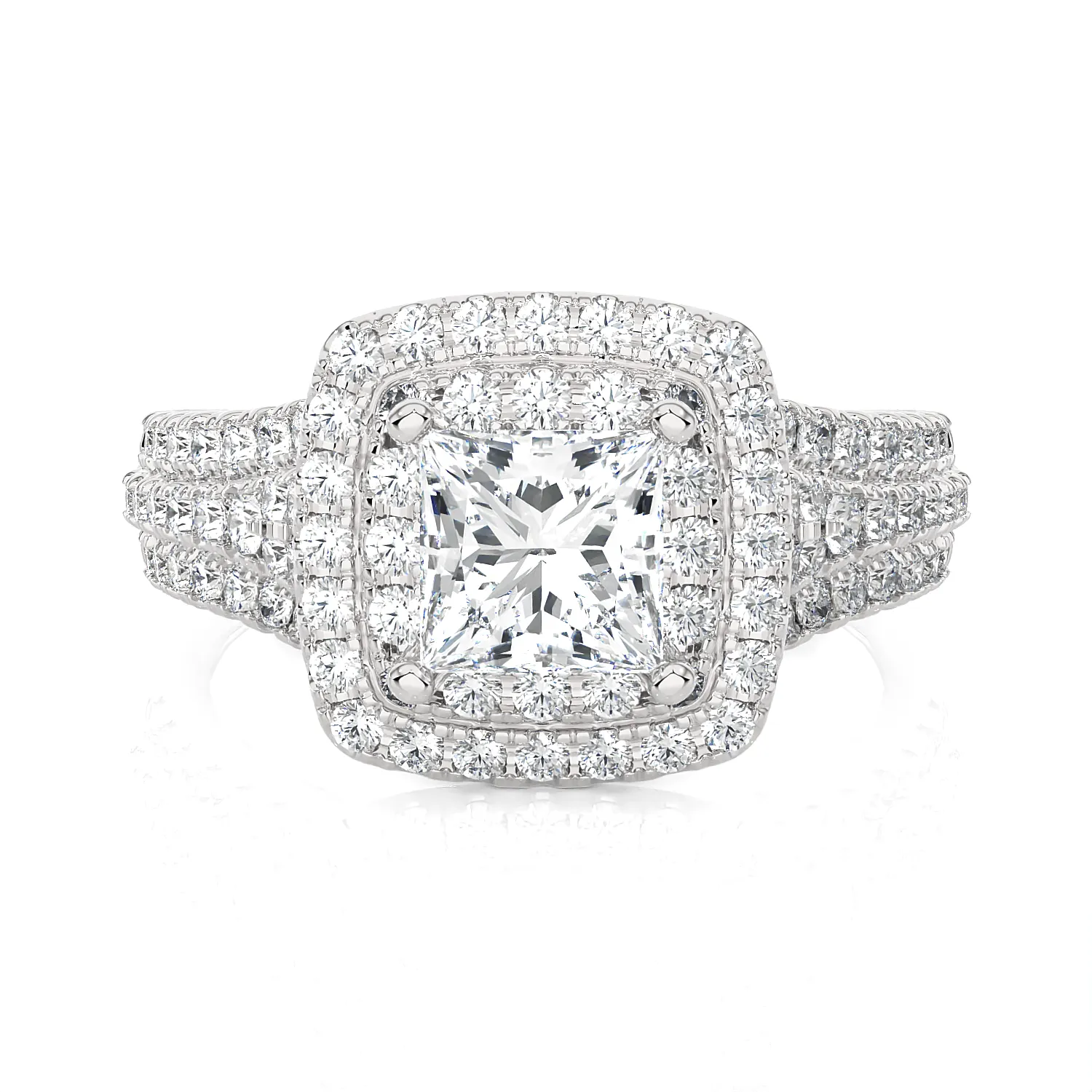 1 3/4 ctw Princess-Cut Lab Grown Diamond Halo Engagement Ring