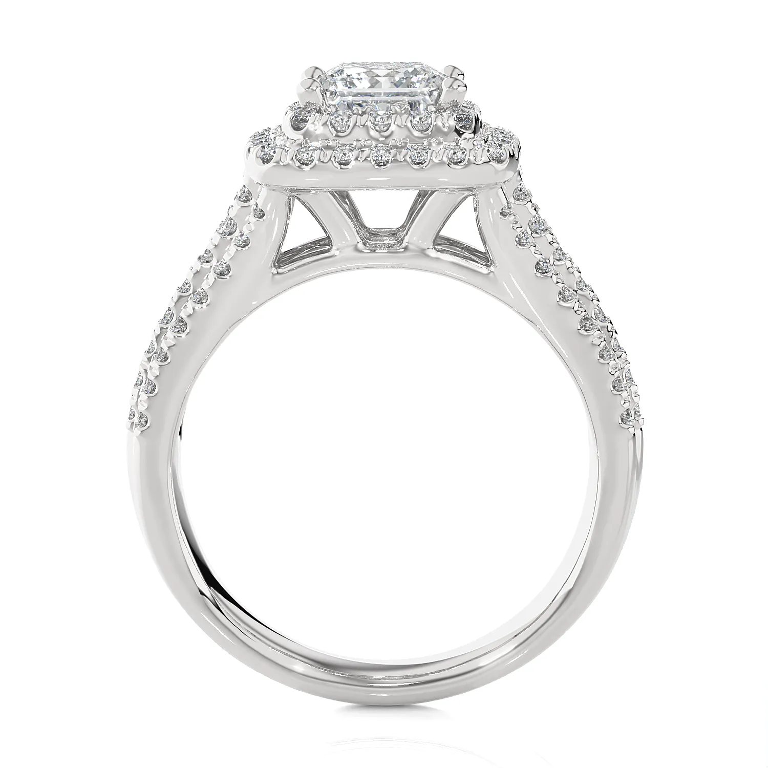 1 3/4 ctw Princess-Cut Lab Grown Diamond Halo Engagement Ring