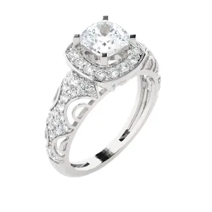 1 3/4 ctw Round Lab Grown Diamond Halo Engagement Ring