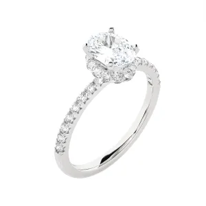 1 5/8 ctw Oval Lab Grown Diamond Side Stone Engagement Ring