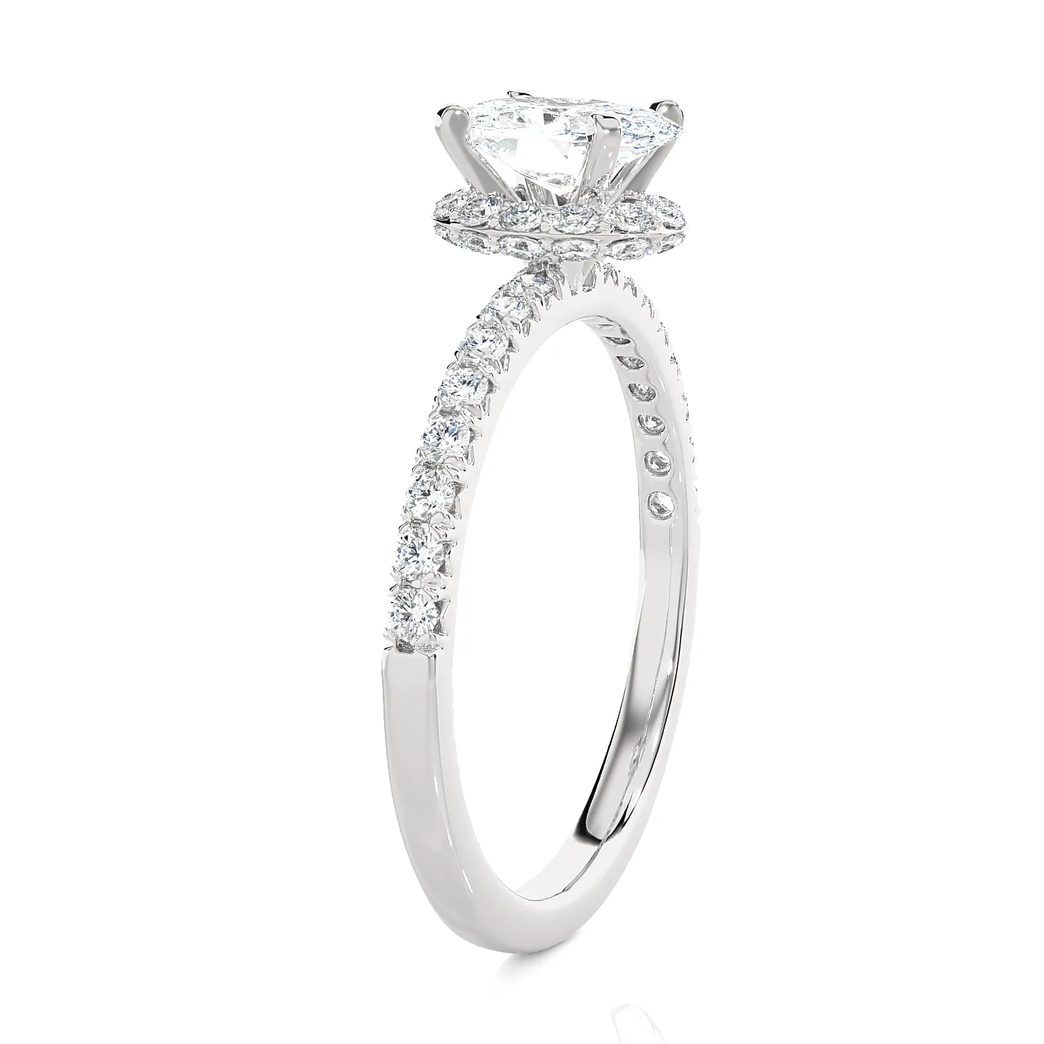 1 5/8 ctw Oval Lab Grown Diamond Side Stone Engagement Ring