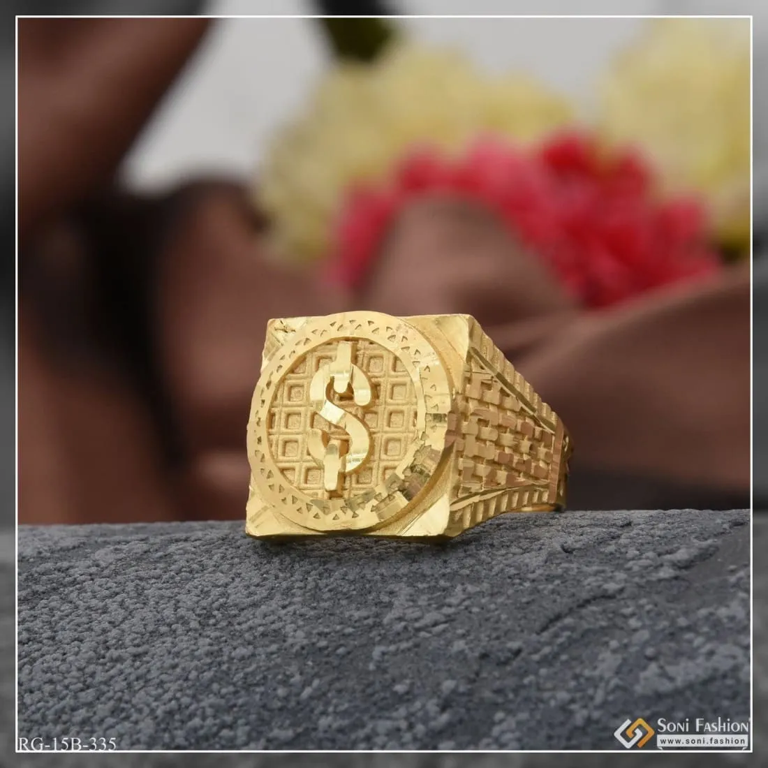 1 Gram Gold Plated Dollar Best Quality Attractive Design Ring For Men - Style B335