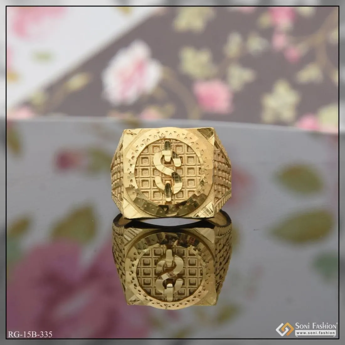 1 Gram Gold Plated Dollar Best Quality Attractive Design Ring For Men - Style B335