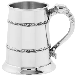 1 Pint* Pewter Beer Mug Tankard with Intricate Celtic Lion Handle Design