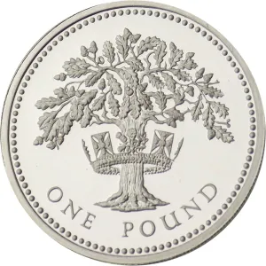 1 Pound - Elizabeth II English Oak Silver Piedfort