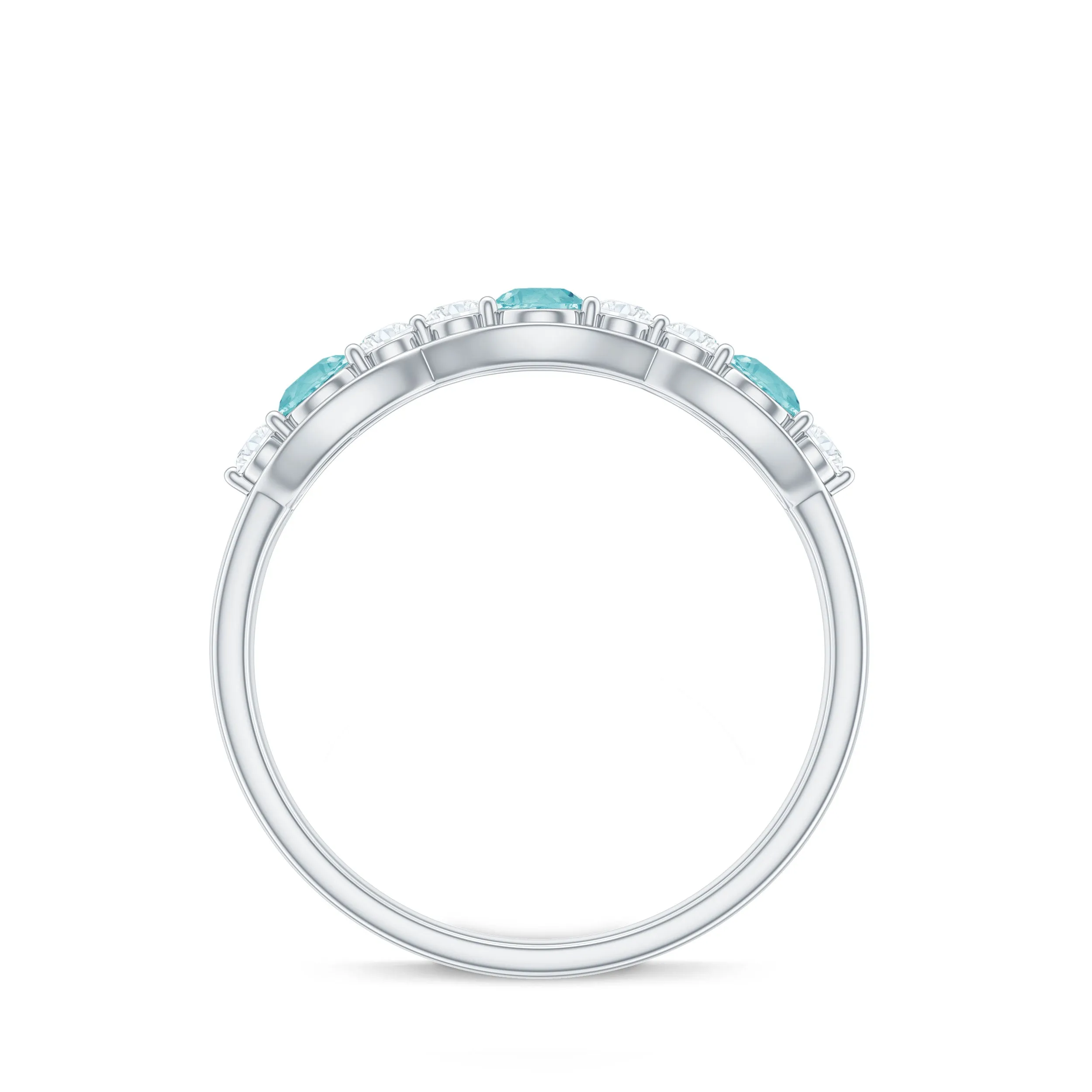 1/2 CT Sky Blue Topaz and Diamond Wedding Anniversary Ring