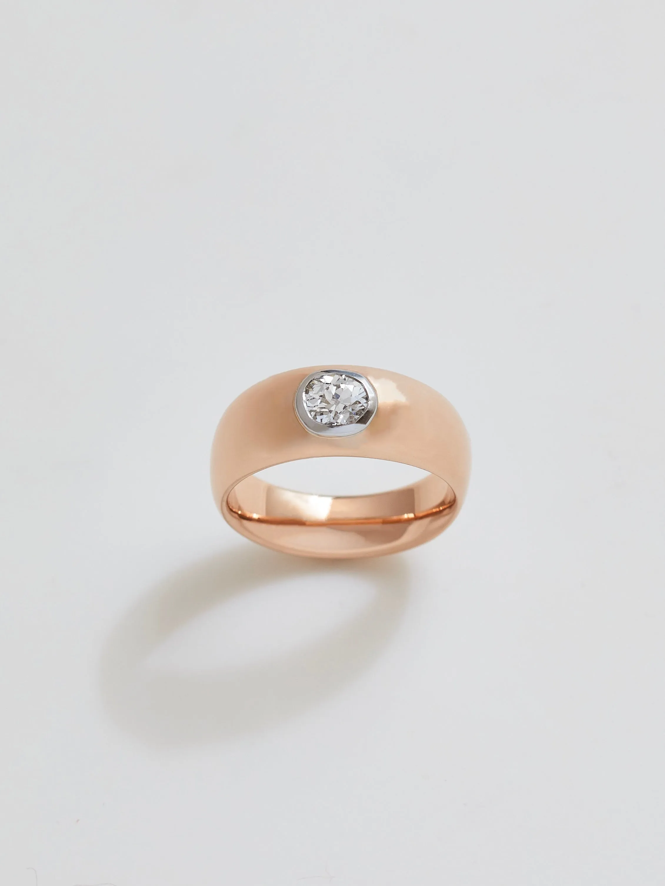 12.5k Apricot Odell with Platinum Set Antique Diamond, Size 5