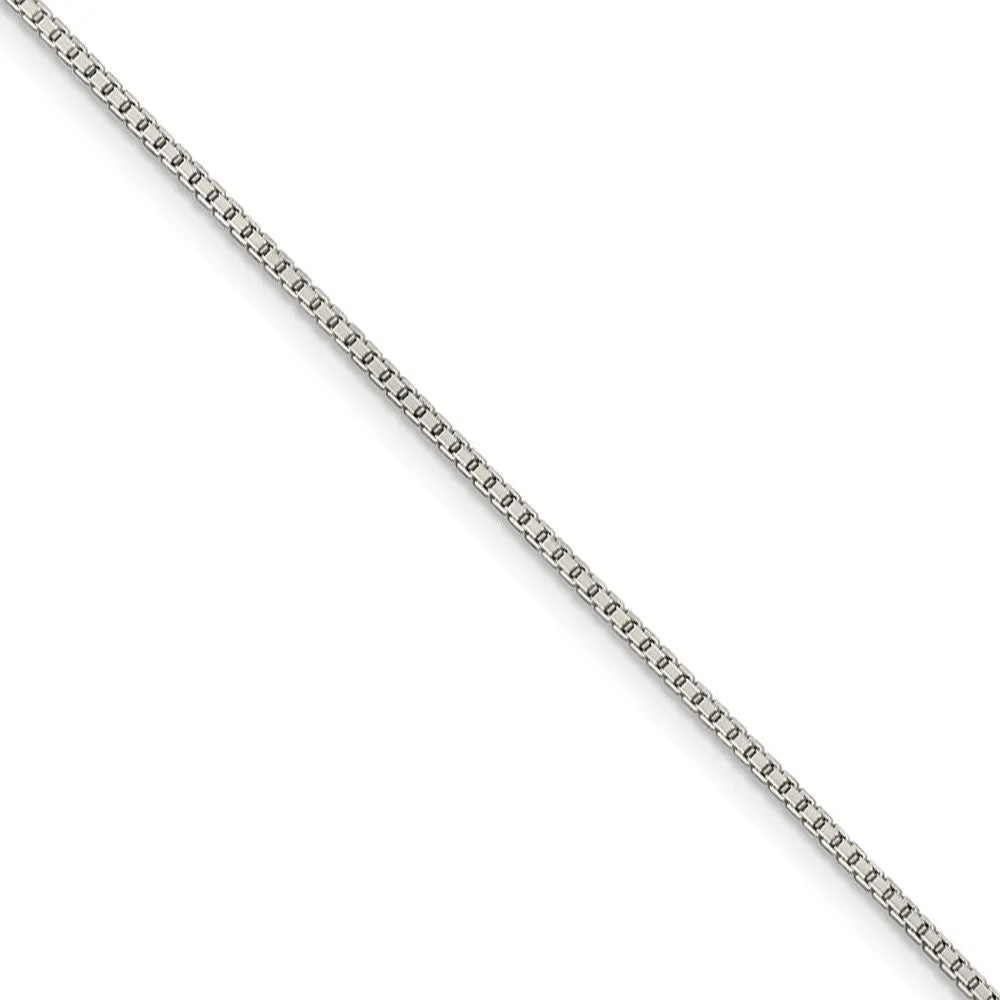 1.25mm Sterling Silver Diamond Cut Solid Octagonal Box Chain Necklace