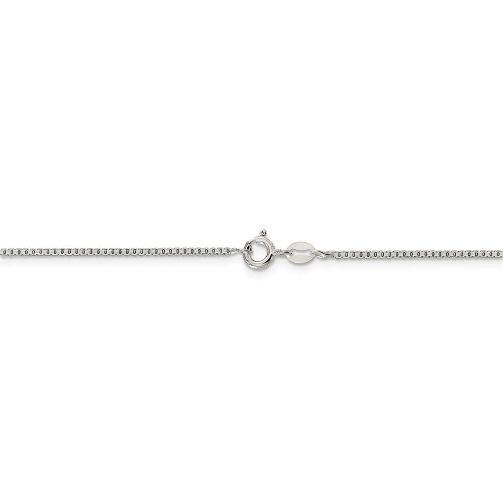 1.25mm Sterling Silver Diamond Cut Solid Octagonal Box Chain Necklace