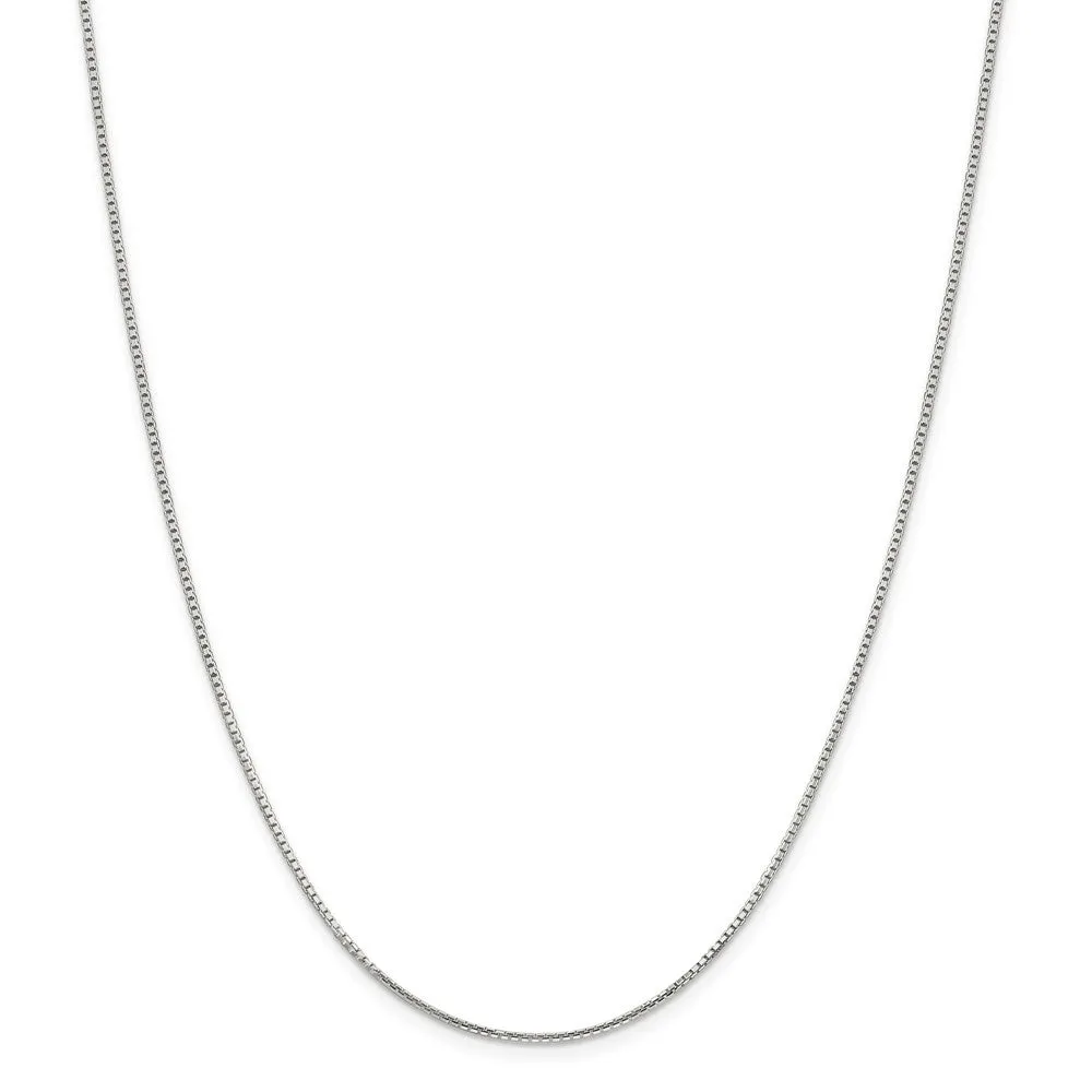 1.25mm Sterling Silver Diamond Cut Solid Octagonal Box Chain Necklace