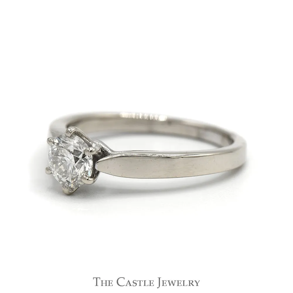 1/2ct Round Diamond Solitaire Engagement Ring in 14k White Gold