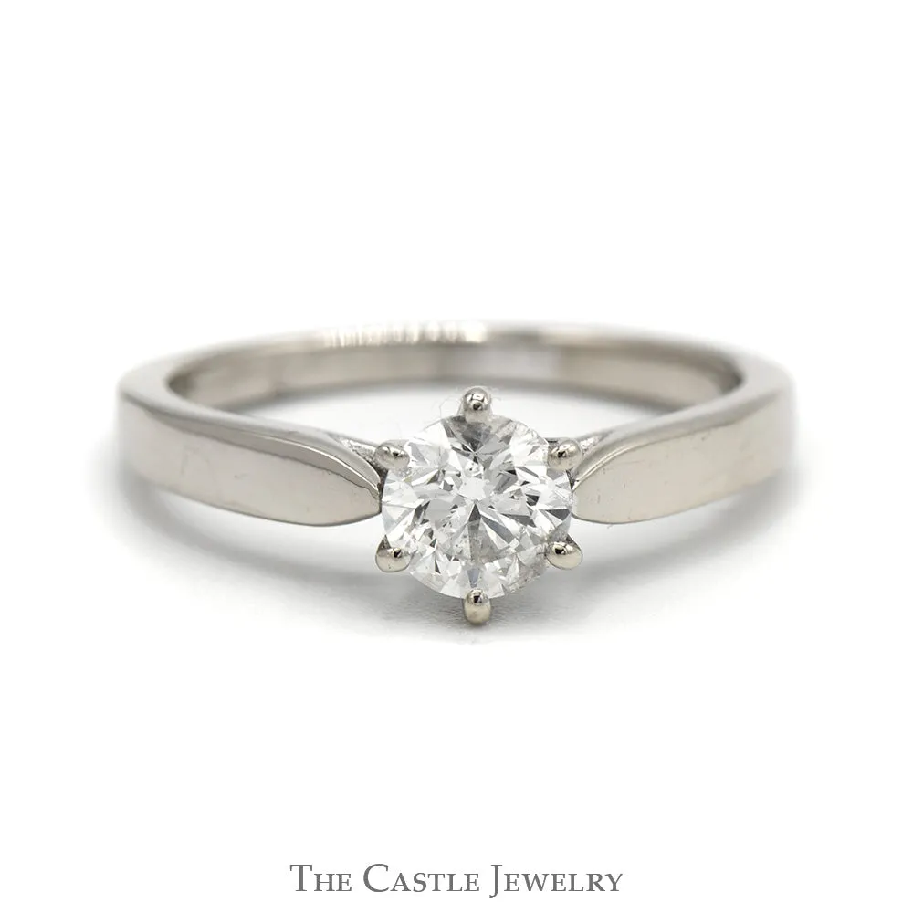 1/2ct Round Diamond Solitaire Engagement Ring in 14k White Gold