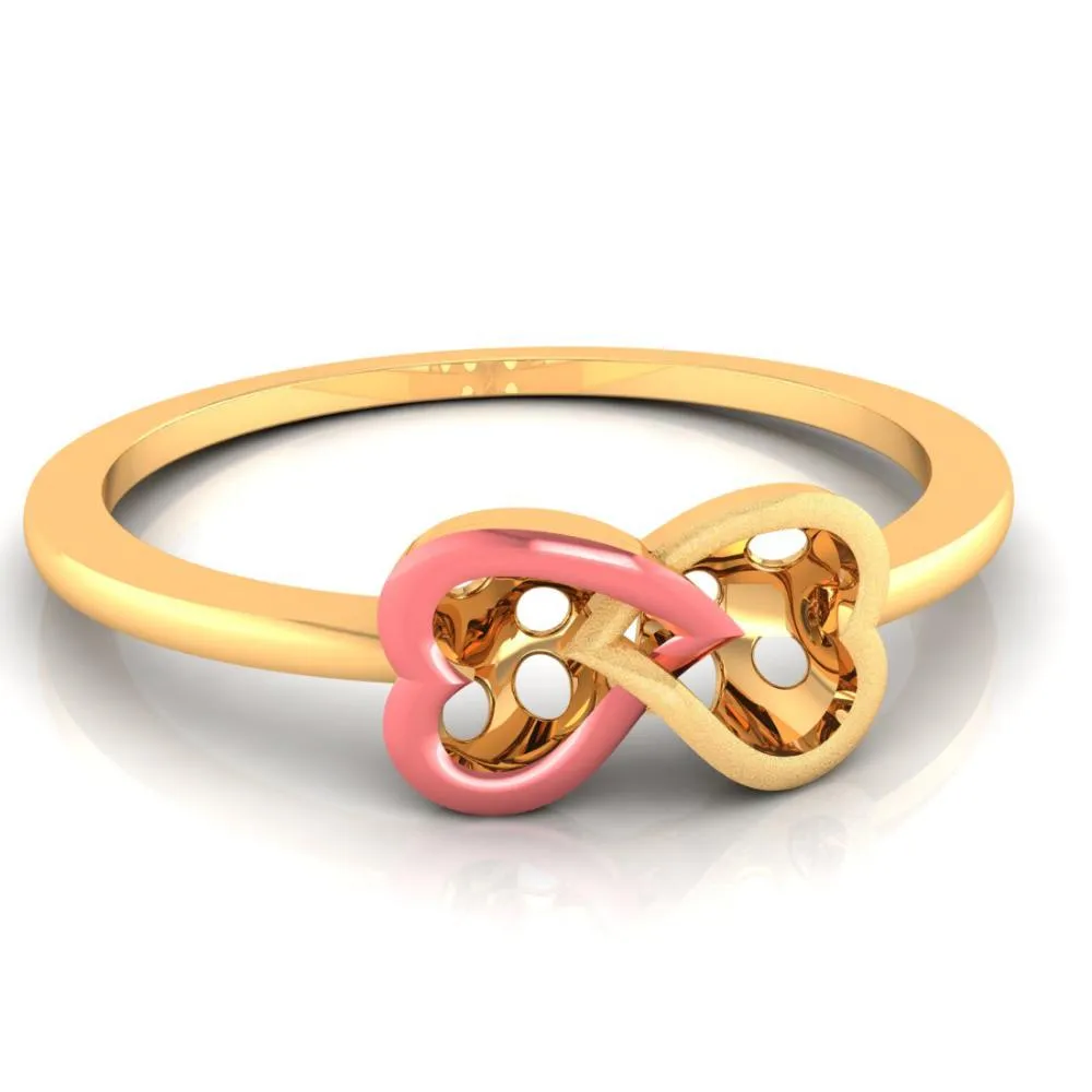 14k Double Interlocked Infinity Hearts Ring