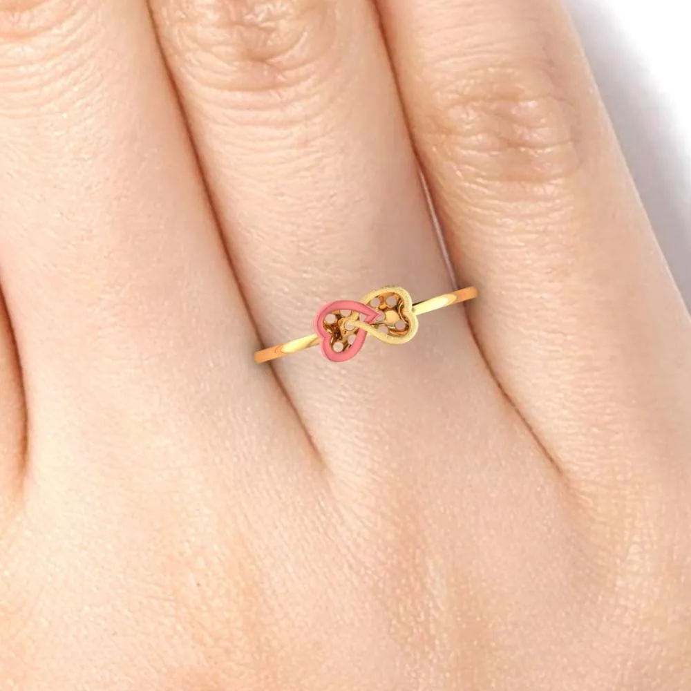 14k Double Interlocked Infinity Hearts Ring