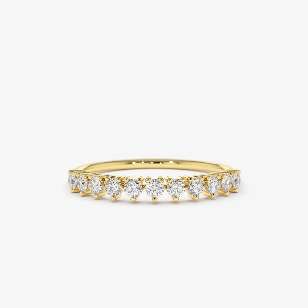 14K Gold 3 Prong Diamond Wedding Ring