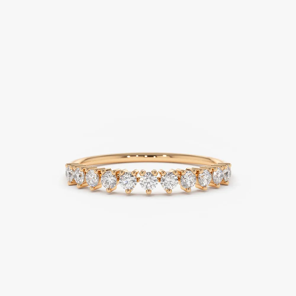 14K Gold 3 Prong Diamond Wedding Ring