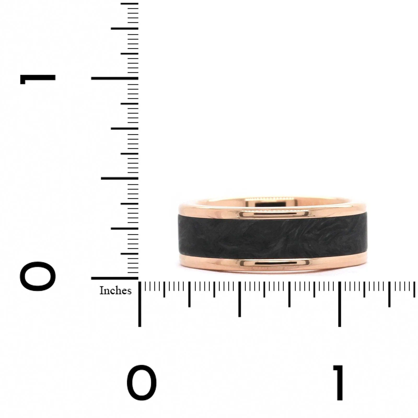 14K Rose Gold Carbon Fiber Center Band