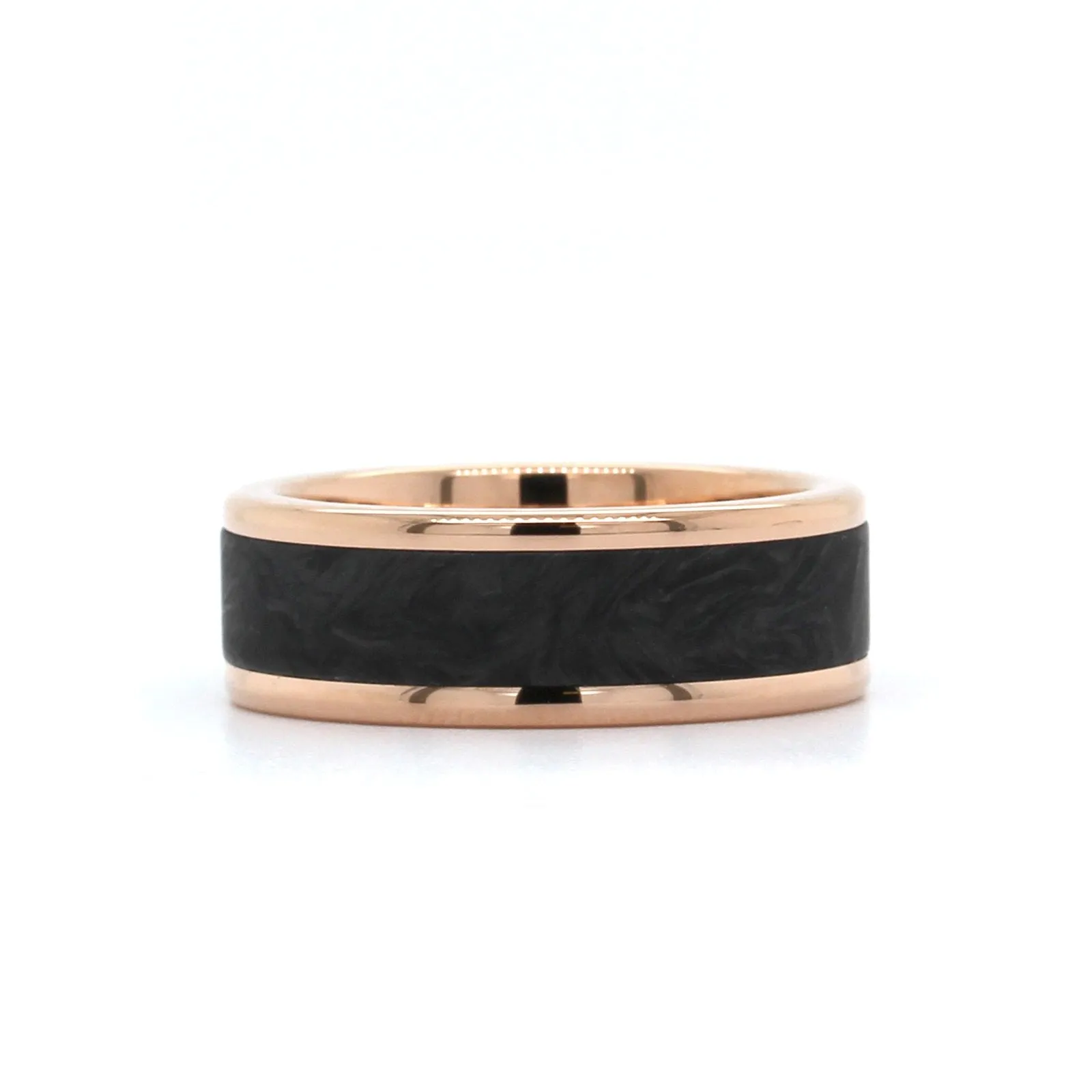 14K Rose Gold Carbon Fiber Center Band