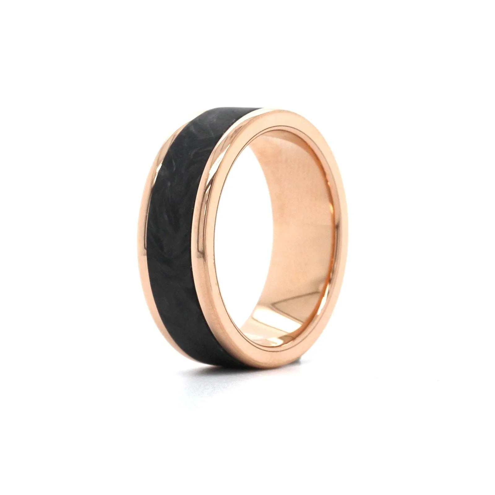 14K Rose Gold Carbon Fiber Center Band