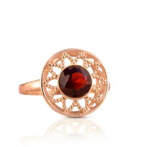 14K Rose Gold Round Red Garnet 6mm Ring