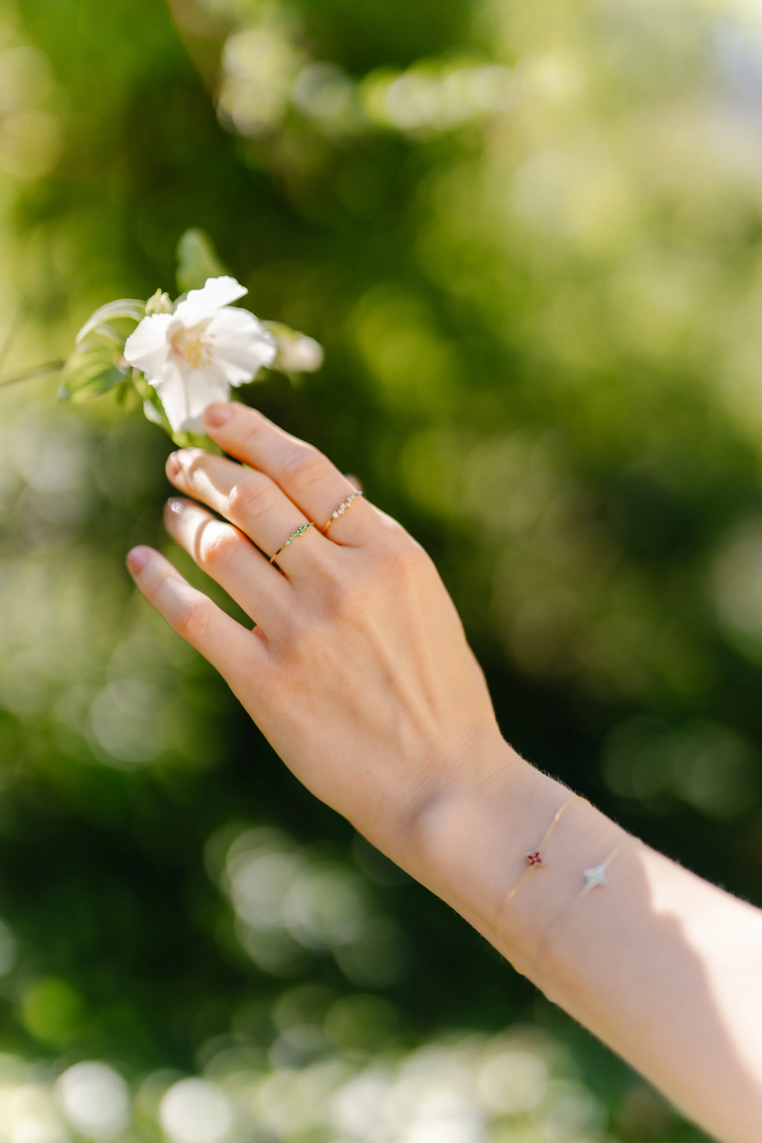 14K Solid Gold Love Emerald Ring